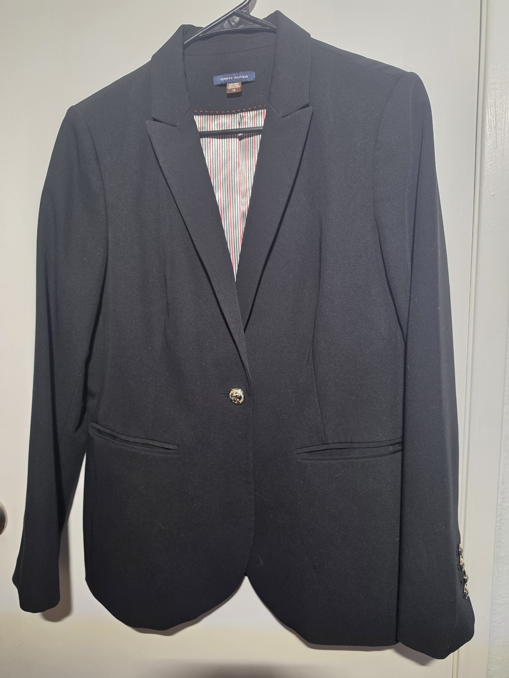 Tommy Hilfiger Black Tailored Blazer with Gold Button